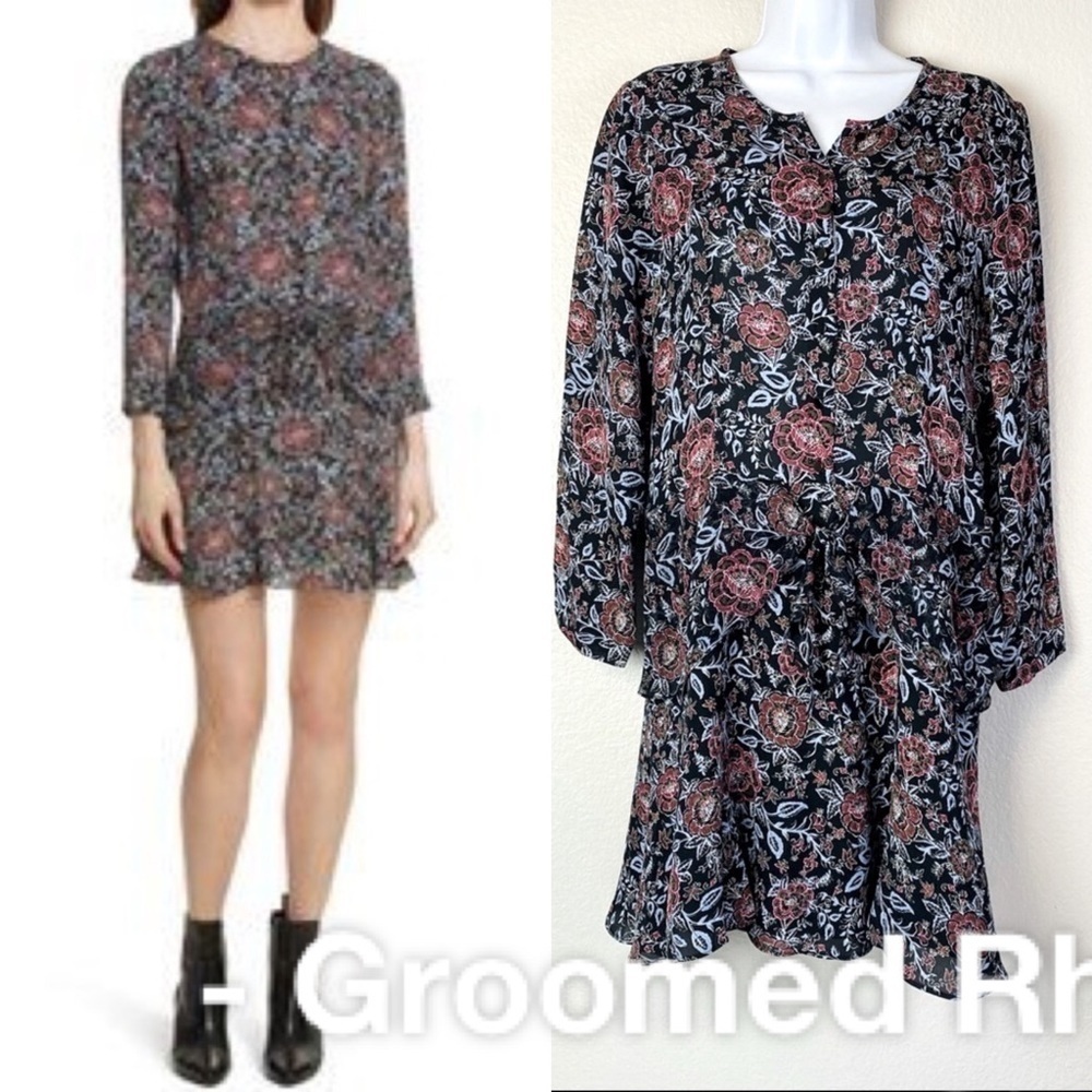 Veronica Beard Silk Floral Flounce Skirt Mini Dress Size 8
